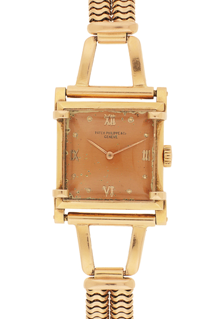 Patek Philippe Unusual Rare Square18k Rose Gold Wristwatch, c.1940