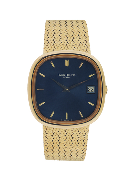 Patek Philippe 18k Yellow Gold Ref. 3604/2, Cushion-Form Bracelet Watch with Date and Extract c. 1977