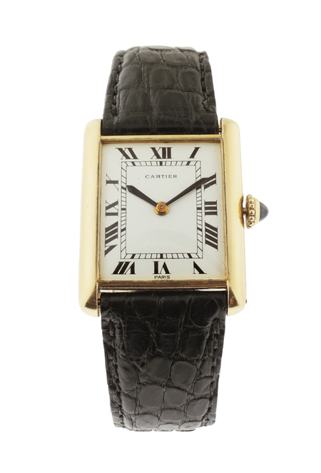 Cartier, Paris with french hallmarks on case back "Tank" 18k Yellow Gold Wrist Watch, c.1960s