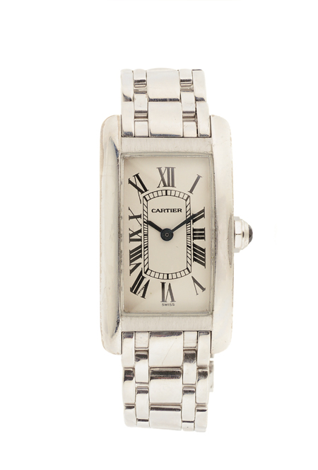 Cartier 18k White Gold Bracelet watch "Tank Americaine" (Ref# 1713)