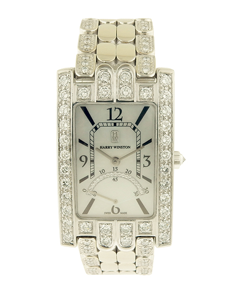 Harry Winston Largest Size "Avenue" 18k White Gold and diamond-set bracelet watch