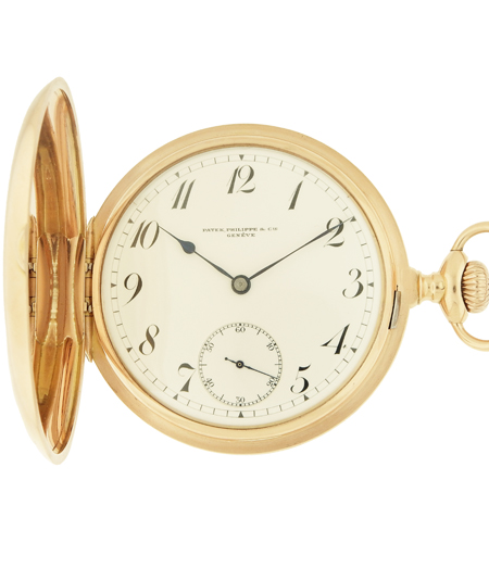 Large Patek Philippe 18k Pink Gold Hunter Pocket Watch c. 1910, w/ Box + Original Certificate