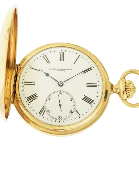 Large Patek Philippe 18k Yellow Gold Hunter Case Pocket Watch