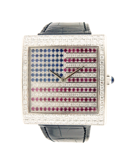 18k White Gold, Diamond, Ruby & Sapphire Corum Buckingham, Ref. 157.191.69 Gem set American Flag, Limited Edition 08/25