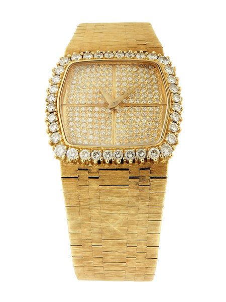 IWC Ladies' 18k Yellow Gold Bracelet Watch (Ref. no. 6028) with Diamond Bezel and Pave Diamond Dial