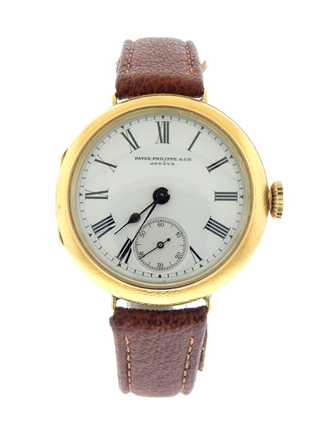 Patek Philippe 18k Yellow Gold Round Converted Mechanical Watch w/ Spring Loaded Bezel, c. 1920s