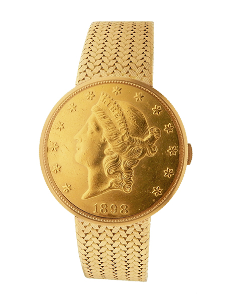 Juvenia 18k Yellow Gold 20 Gold Coin Men s Bracelet Watch