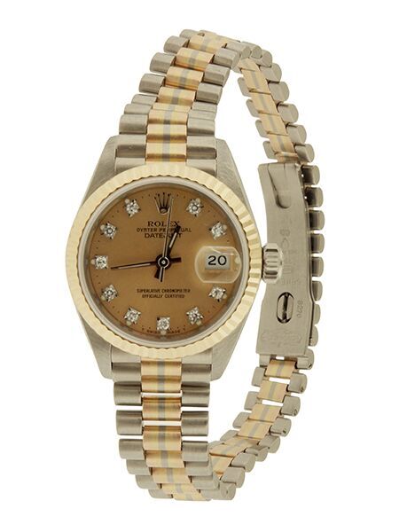 Rolex 'Tridor' (Ref. 69179) 18k Tricolor Gold Oyster Perpetual Datejust Ladies Bracelet Watch w/ Diamond Indexes, c. 1975