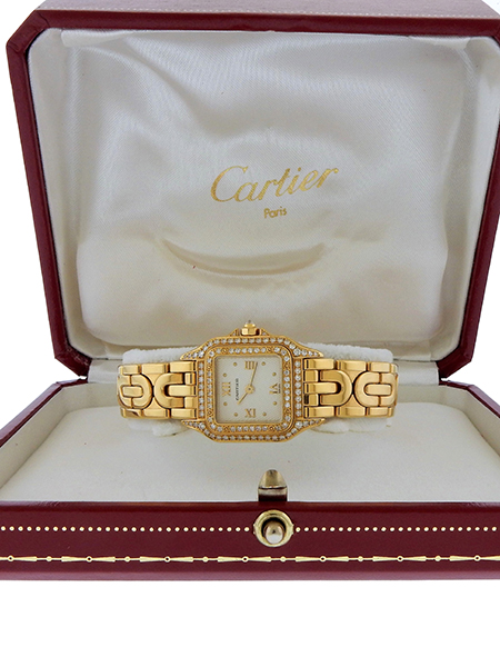 Cartier 'Panthere' (Ref 12802) 18k Yellow Gold and Diamond watch with Art-Deco Bracelet, complete