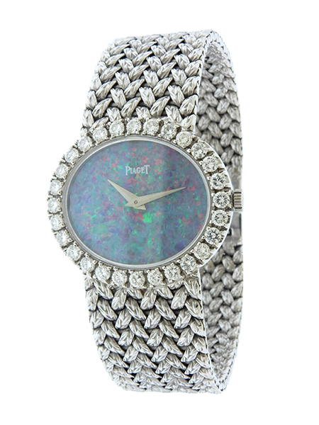 Gorgeous Piaget 18k White Gold and Diamond Ladies' Bracelet Watch w/ Opal Dial, (Ref 9804D2) c. 1970s