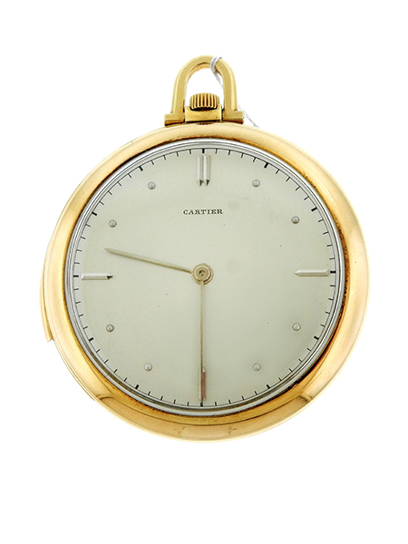 Cartier European Watch & Clock Co. Minute Repeater 18K Yellow Gold Open Face Pocket Watch c. 1945