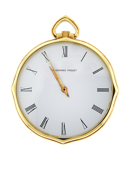 Audemars Piguet 18k Yellow Gold Open Face Pocket Watch c. 1970, w/ original leather pouch