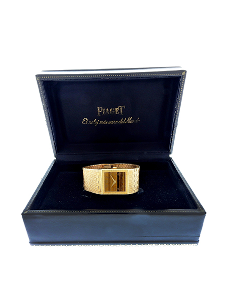 Piaget 18k Yellow Gold and Tiger's Eye Mechanical Bracelet Watch, c.1973 w/ certificate and box