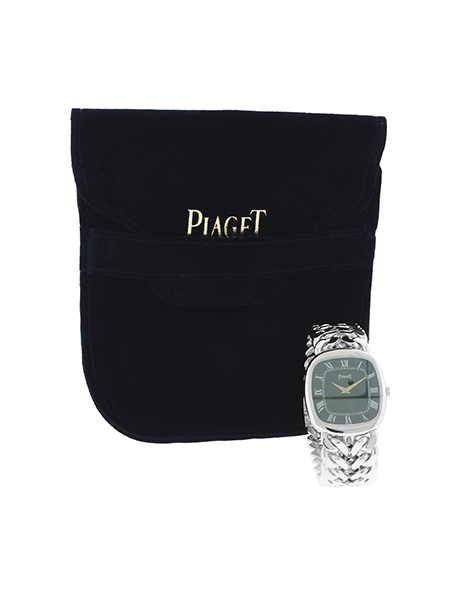 Piaget 18k White Gold Bracelet Watch with Nephrite Dial (Ref 9454 N15), c.1972