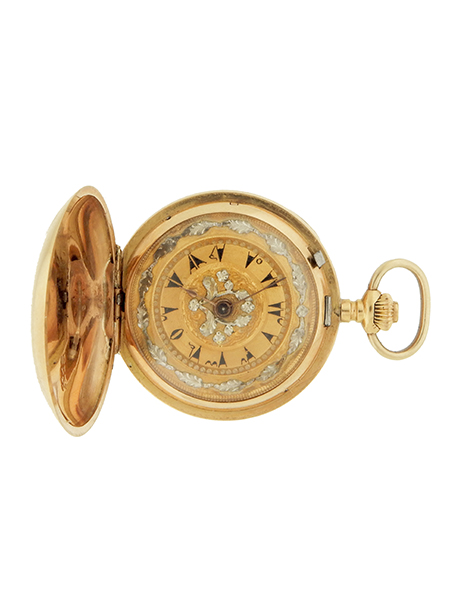 Vacheron 18k Rose Gold Miniature Pendant Hunter Pocket Watch with Decorative Rose Gold Dial, made for Turkish Market