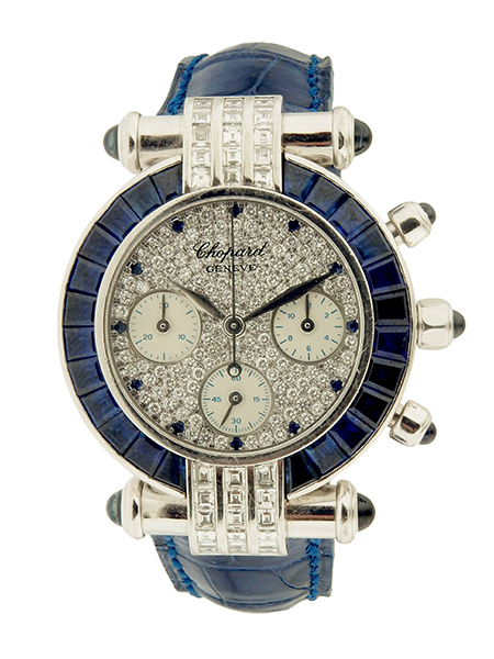 Chopard "Imperiale" Ref. 4143 18k White Gold, Sapphire & Diamond Chronograph Wristwatch w/ Pave Diamond Dial and Sapphire Dot Indexes, 'as new' w/ box & manual