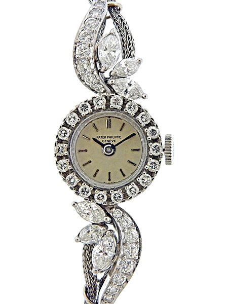 Patek Philippe Platinum and Diamond Vintage Watch with Stainless Steel Rope Bracelet Ref. 3267/32, c.1960s