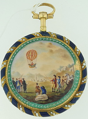 Swiss Continental Verge Rare Gold & Enamel 'Montre a la Mongolfier' c.1785