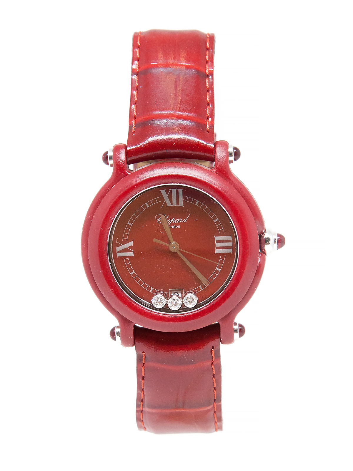 Chopard "Happy Sport" Red Plastic Case with Floating Diamonds