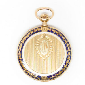 Juvenia 18k Yellow Gold & Enamel Hunter Pocket Watch c. 1920's