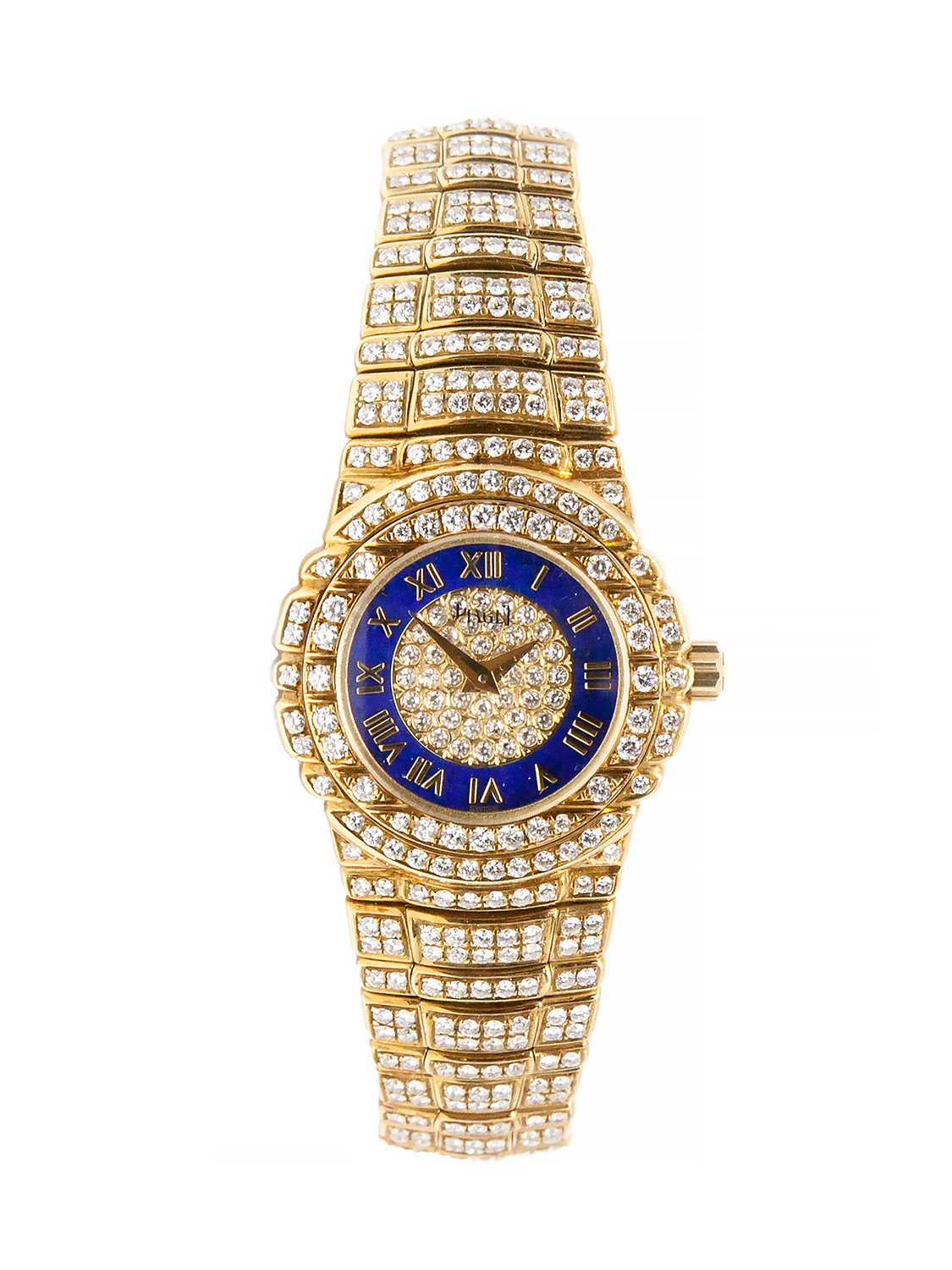 Piaget "Tanagra" (Ref 16033) 18k Yellow Gold ~6 ct Diamond Lady's Bracelet Watch with Lapis Dial