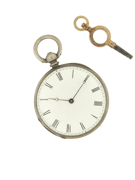 H.S.H. Fine Silver Antique Open Face Key Wind Pocket Watch