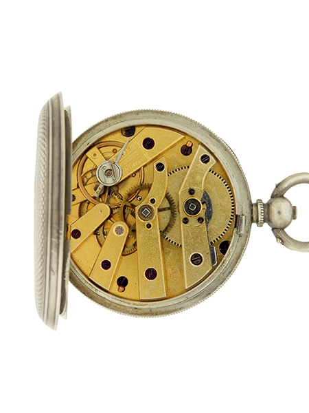 H.S.H. Fine Silver Antique Open Face Key Wind Pocket Watch