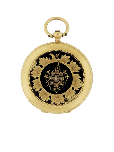 Swiss 18k Yellow Gold & Enamel Antique Pendant Hunter Pocket Watch