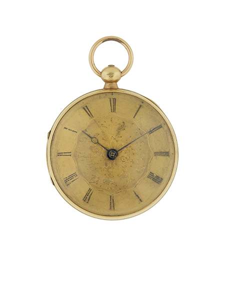 Swiss Antique14k Yellow Gold Open Face Key Wind Pocket Watch