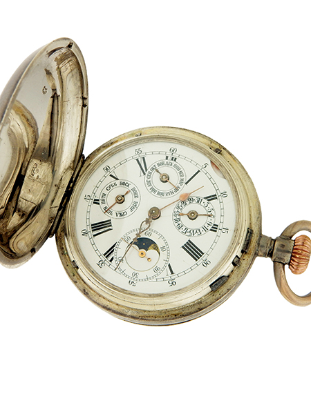 Moonphase Calendar Silver Hunter Vintage Pocket Watch