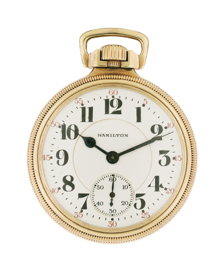 Hamilton 992 10k Yellow Gold-Plated Open-Face 21 Jewel Railroad Pocket Watch