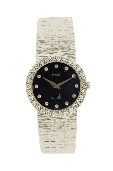 Piaget 18k White Gold and Diamond Ladies' Bracelet Watch retailed for Asfar Bros., St. George Hotel, Beirut, w/ original box