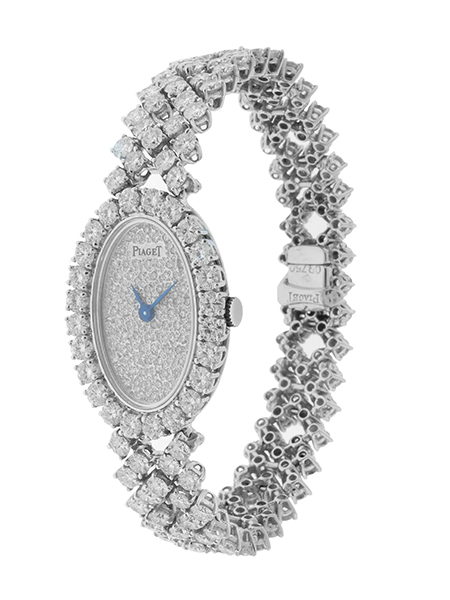 Stunning Piaget 18k White Gold and Diamond- Set Lady's Bracelet Watch (Ref 4551V37)c. 1983