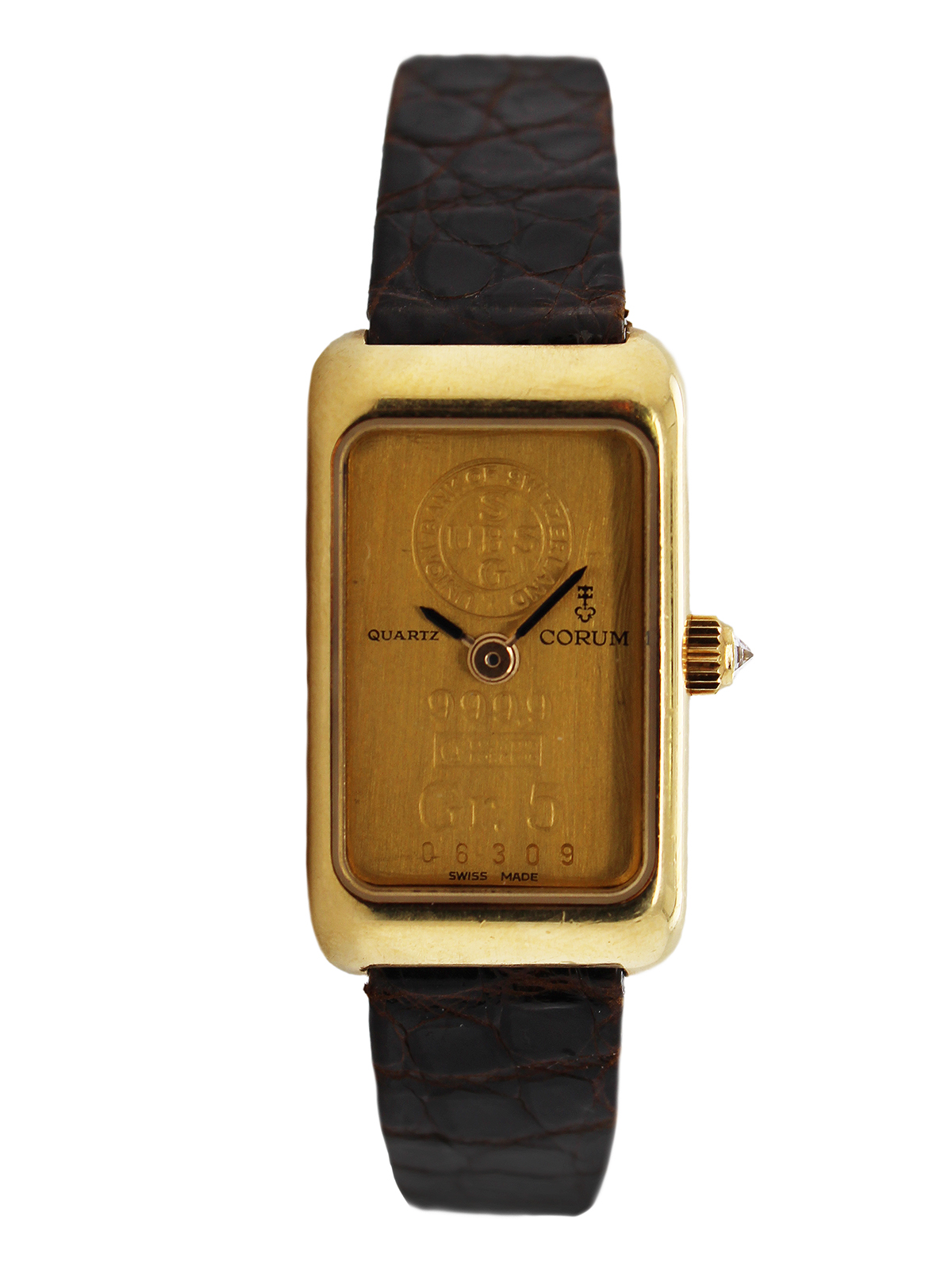 Corum 18k Yellow Gold and 999.9 Pure Gold 5g Ingot Bar Wrist Watch