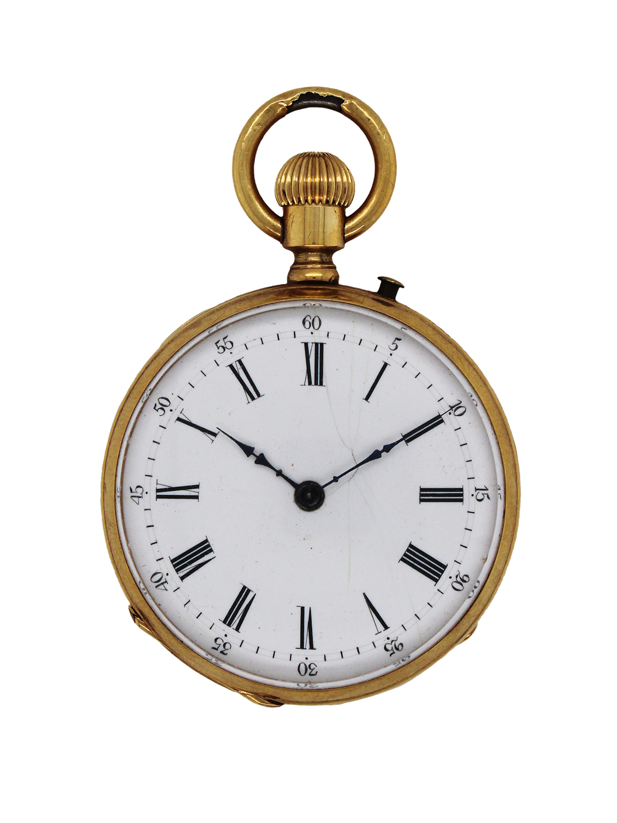 Swiss 18k Yellow Gold Antique Open Face Pocket Watch