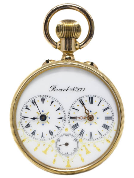 Charles Couleru-Meuri 14k Yellow Gold Two Timezone Pocket Watch c. 1890