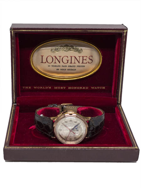 Incredibly Rare Longines Stainless Steel and Gold Fill 1 Button Chronograph with Extract c. 1951