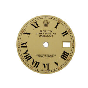 Vintage Gold Rolex Oyster Perpetual Datejust Dial with Roman Numeral Hour Markers