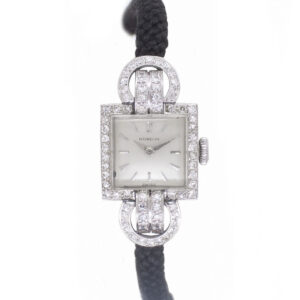 Gubelin 18KWG Circa 1950s w/ 1.2 Ct Diamonds w/ 18KWG Fittings Ladies Bracelet Watch
