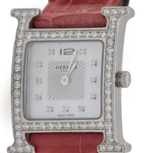 Hermes SS & Diamond Pink Hermes Strap & SS Hermes Buckle Ref #: HH1.230 (023095)