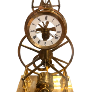 French Fusee Skeleton Big Wheel Clock in Dome Glass Case, circa.1860s